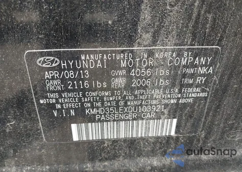 2013 Hyundai Elantra Gt z USA, uszkodzony, nr VIN KMHD35LEXDU103921